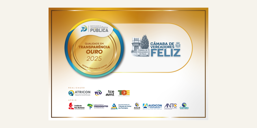 C�mara de Vereadores conquista Selo Ouro de Qualidade em Transpar�ncia do TCE 2025